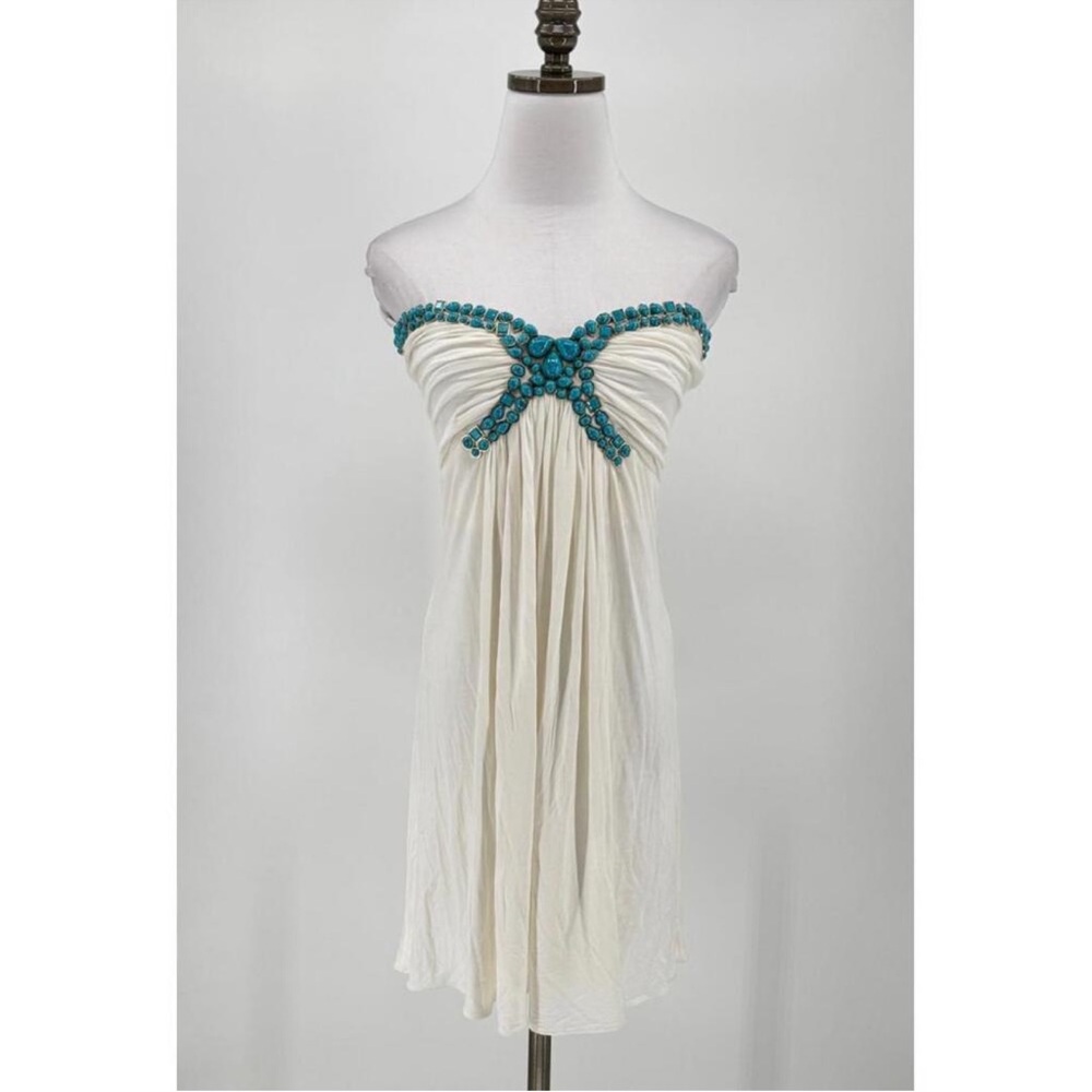 Sky Brand Teal Beaded Trim Minj Dress- L